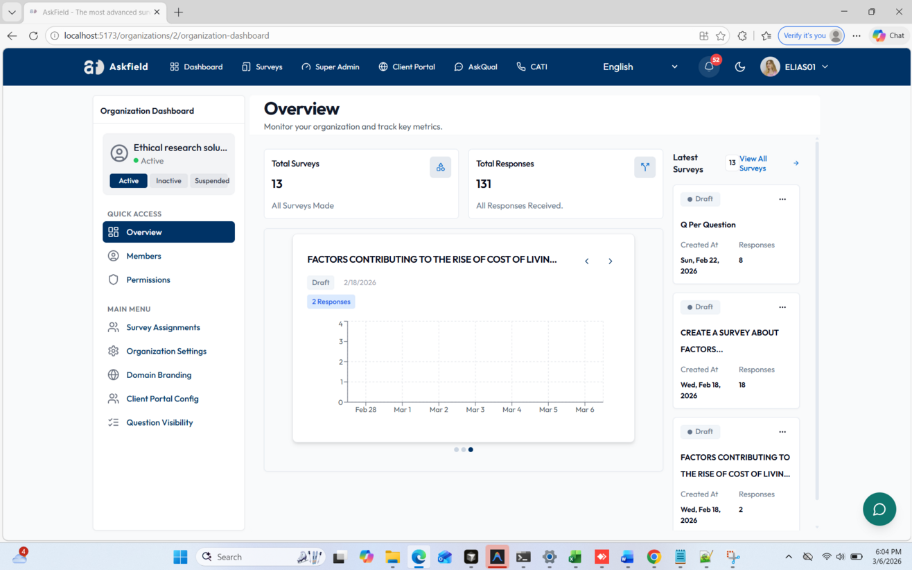 AskField Products - web, phone, and face-to-face data collection